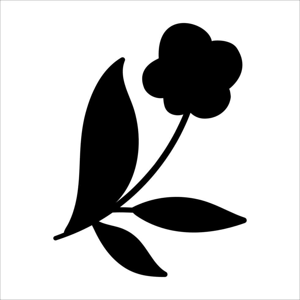 silueta de flor vectorial aislada sobre fondo blanco. elemento decorativo negro floral. hermosa primavera o verano sombra clipart vector