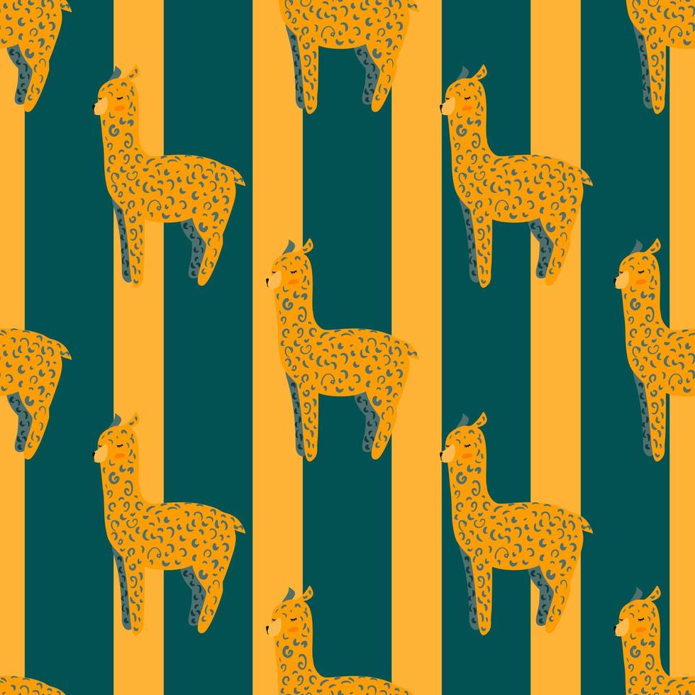 alegre patrón sin costuras de alpaca. fondo con llama divertida en estilo garabato para tela. vector