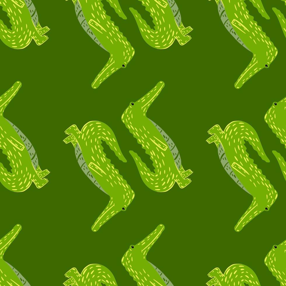 Cute crocodile seamless pattern. Background with funny alligator in doodle style for fabric. vector