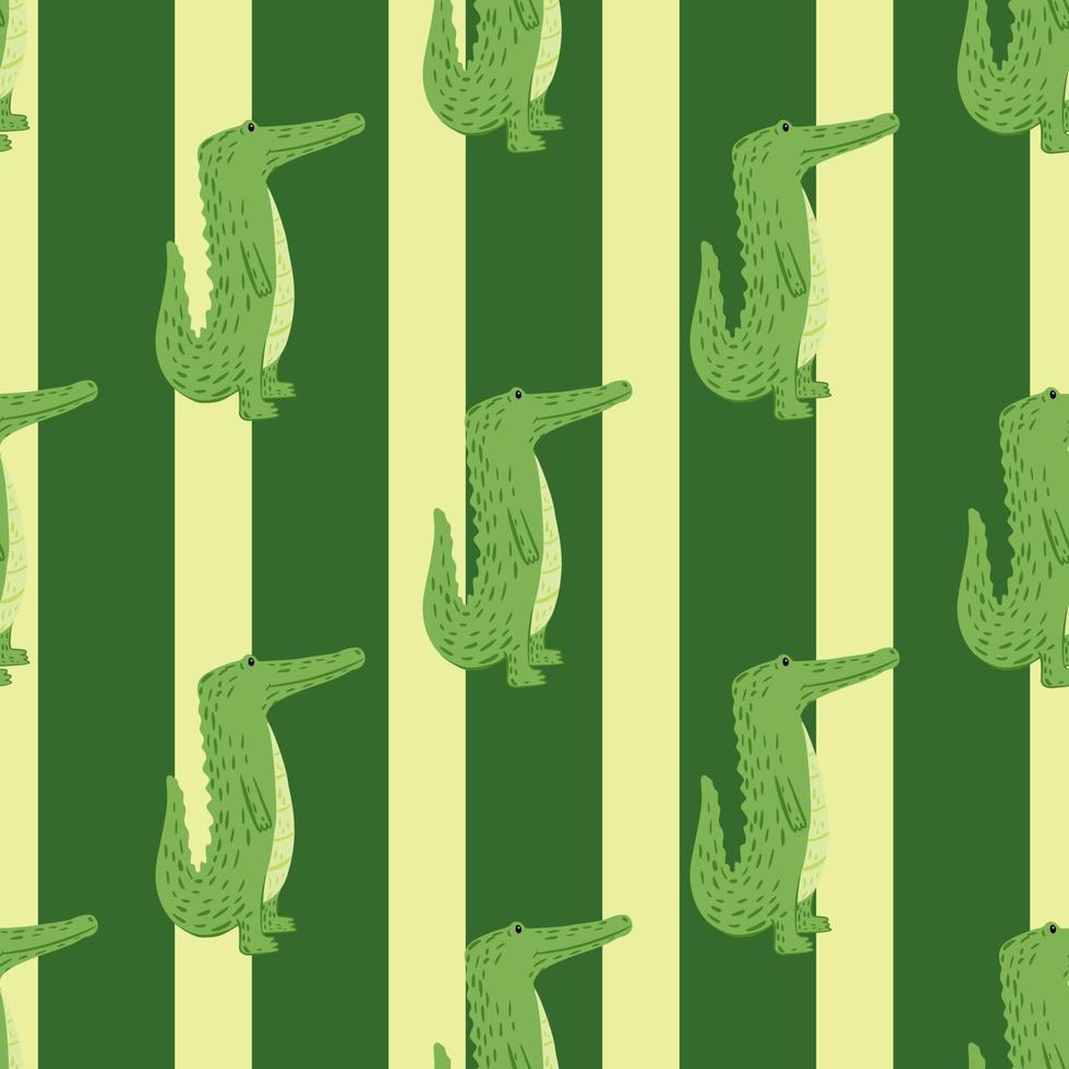 Cute crocodile seamless pattern. Background with funny alligator in doodle style for fabric. vector