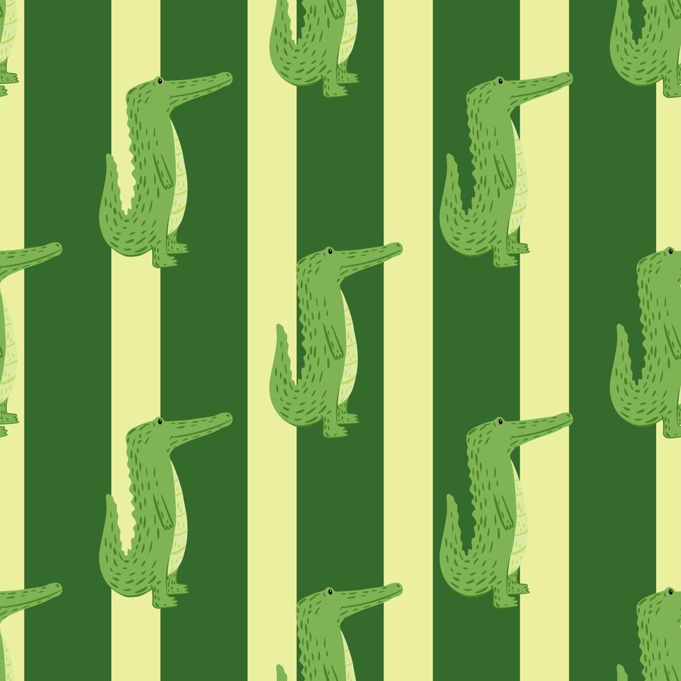 Cute crocodile seamless pattern. Background with funny alligator in doodle style for fabric. vector