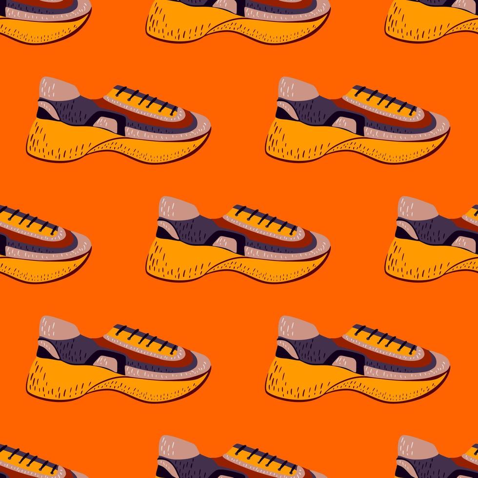 Seamless pattern with modern sneakers. Background with shoes for active lifestyle in doodle style. vector