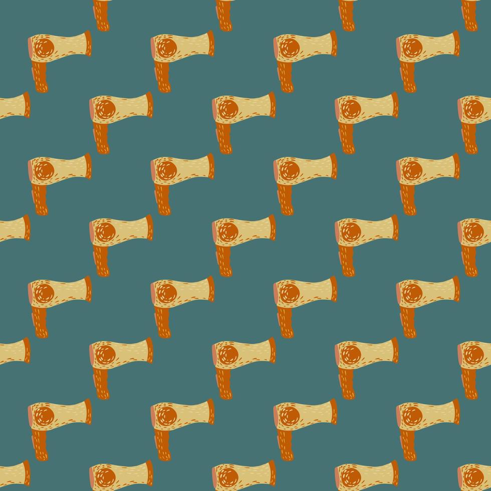 Retro electric hair dryer seamless pattern. Background with appliances for barber in doodle style. vector