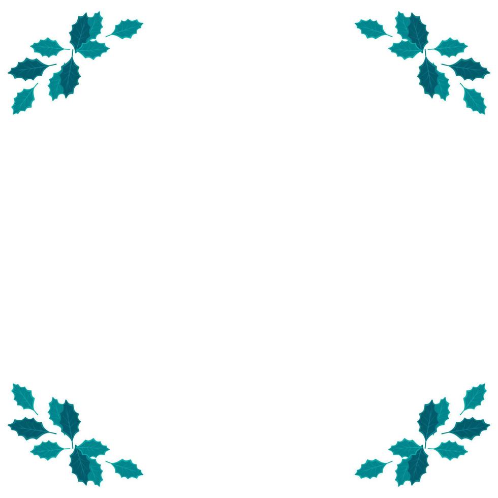 marco navideño de ramas tejidas y hojas de acebo azul. corona de decoración festiva para el nuevo año y decoración de interiores. ilustración plana vectorial vector