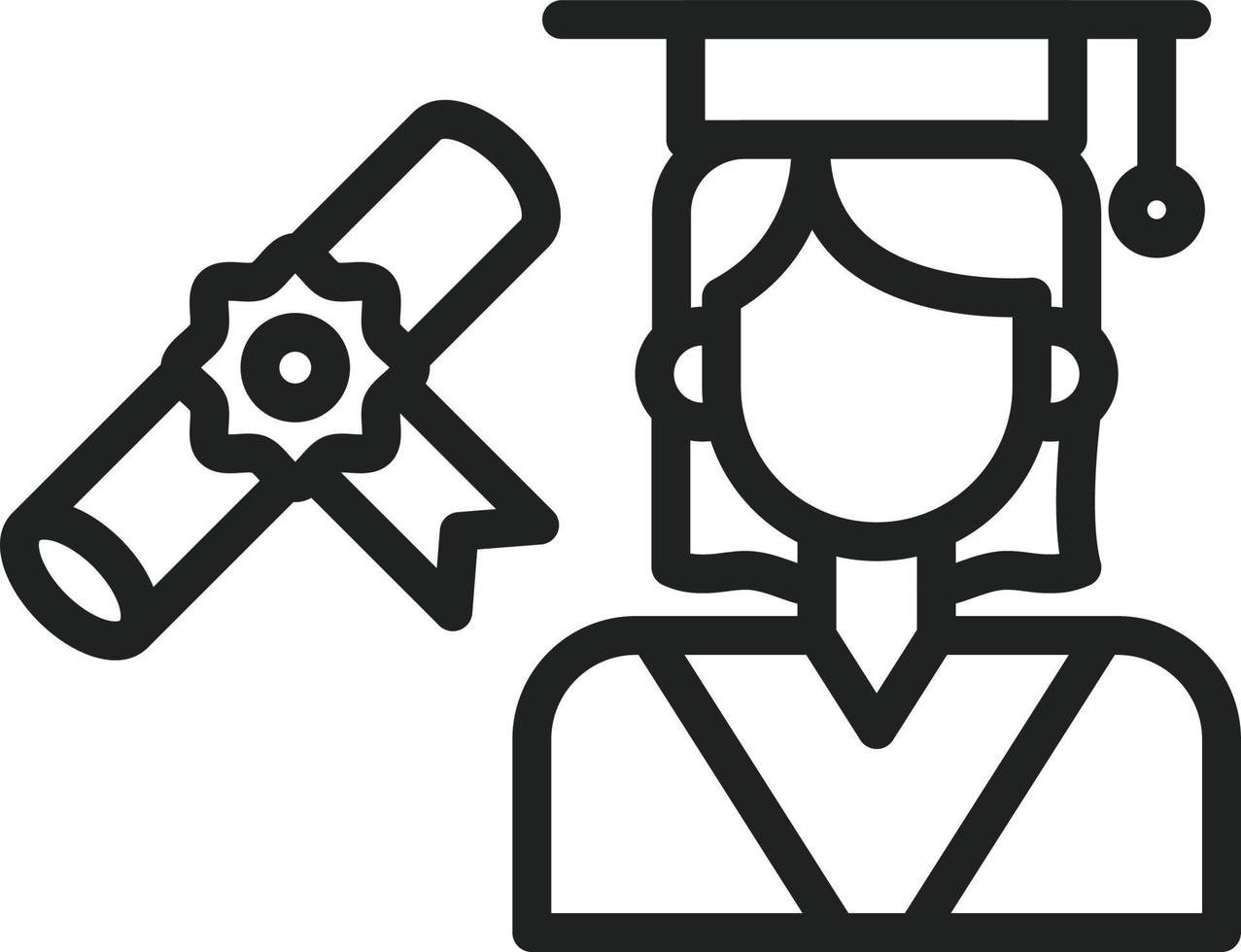 icono de línea de grado de recepción vector