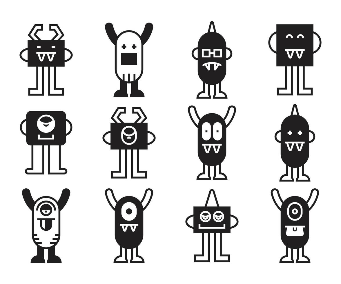 funny and cute monster icons vector