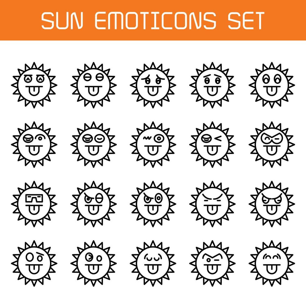 cheeky sun emoticon line illustration vector