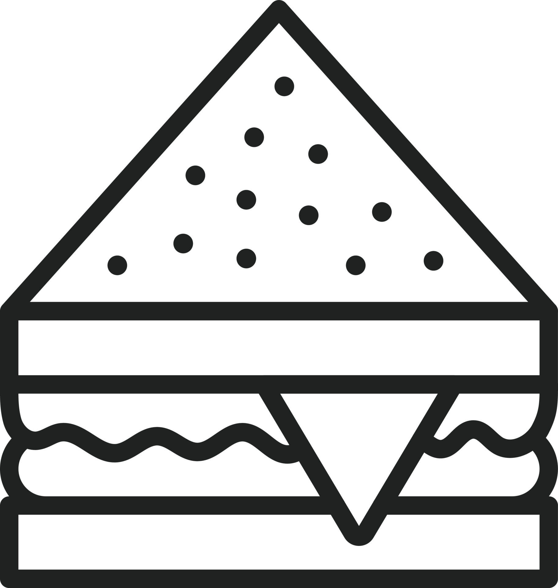 triangle sandwich clipart black and white