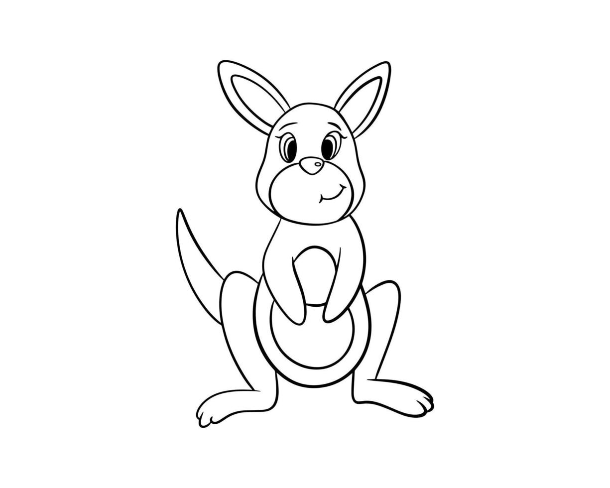 Cute kangaroo drawn with a black outline vector