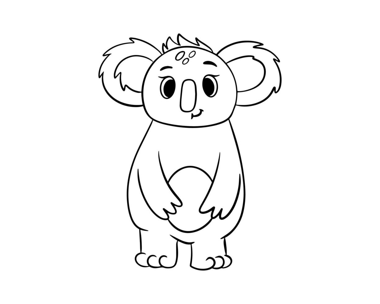 lindo koala dibujado con un contorno negro vector