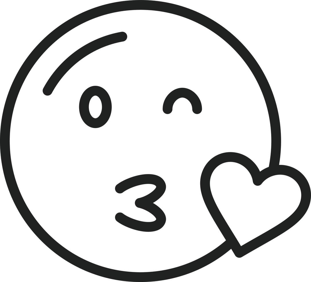 Face Blowing a Kiss Line Icon vector