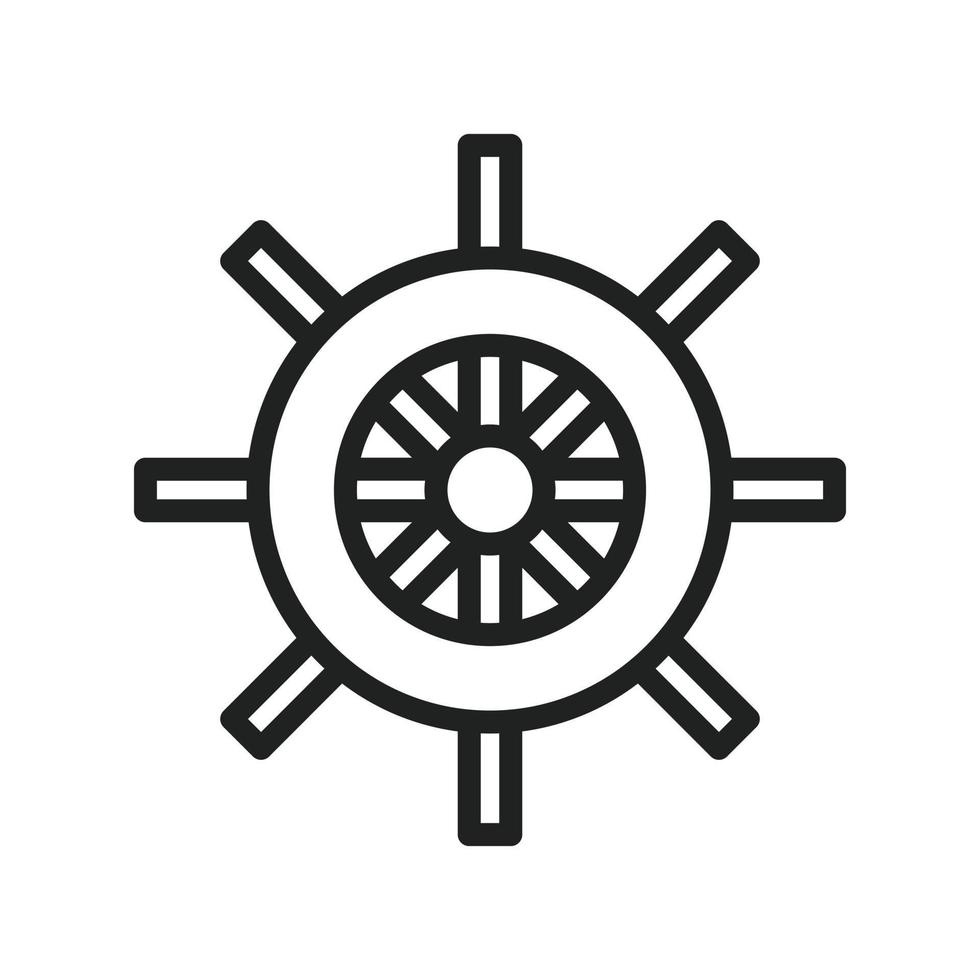 icono de línea de rueda de barco vector