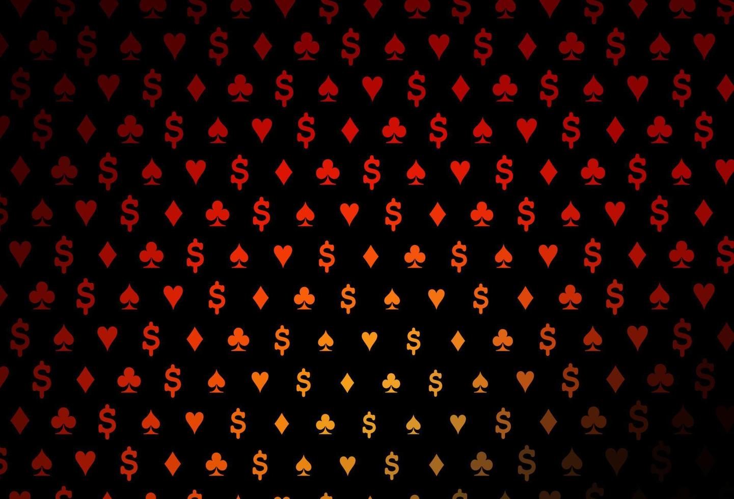 Dark red, yellow vector pattern with symbol of cards.