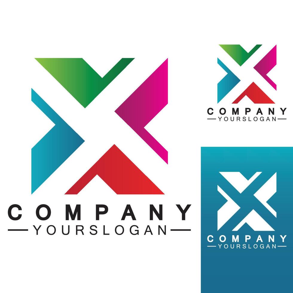 X Letter Logo Template vector icon illustration design