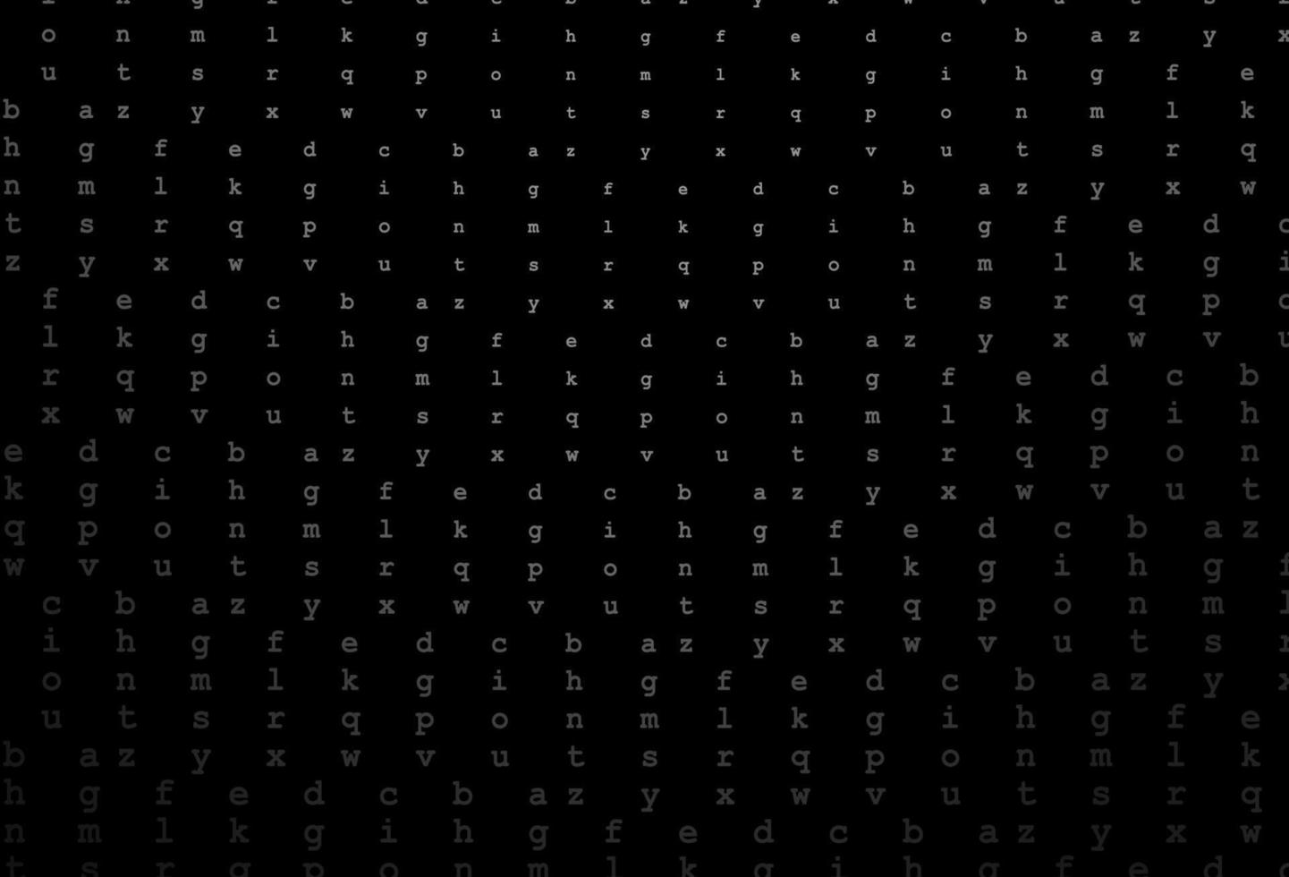 textura de vector gris plateado oscuro con caracteres abc.