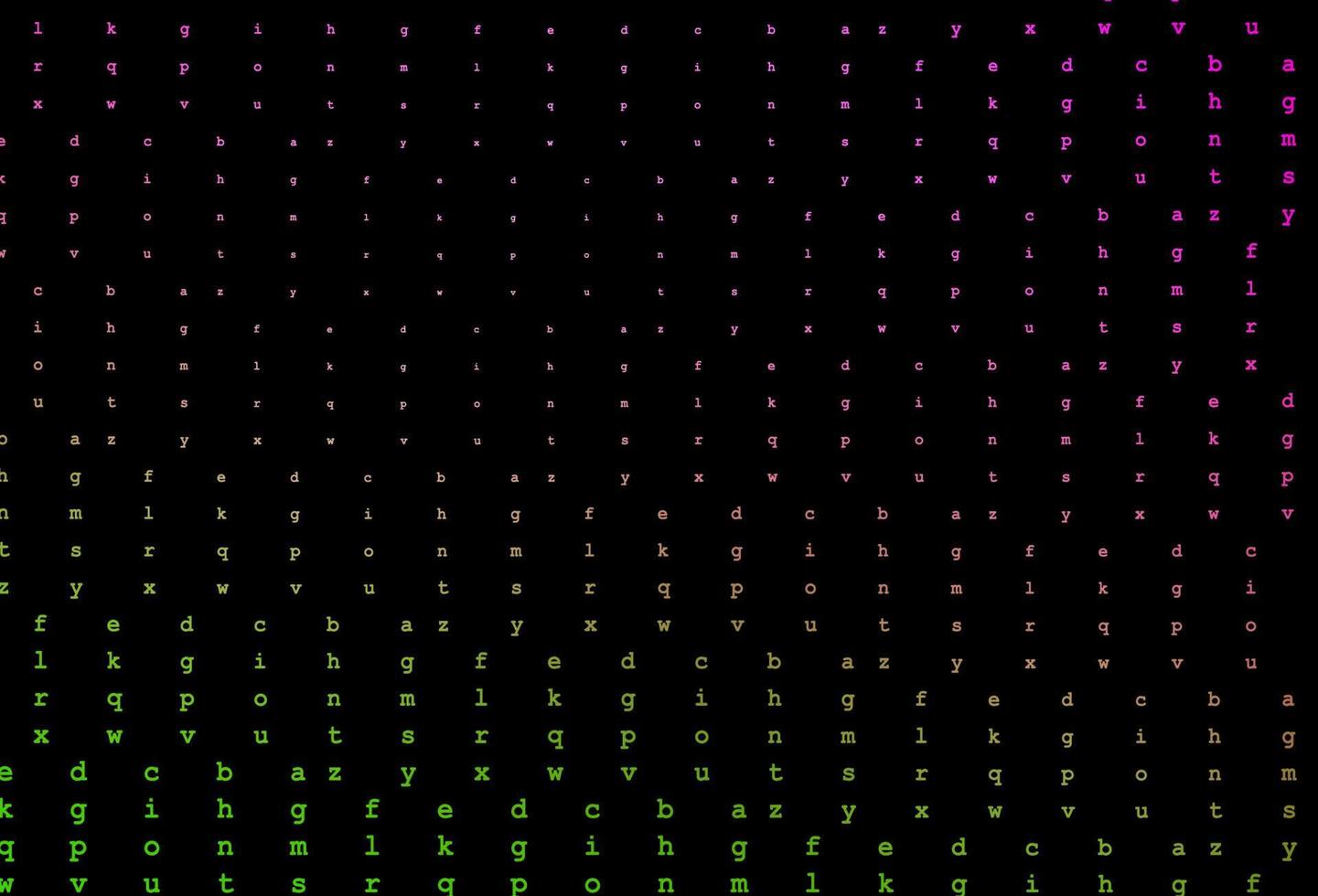 Dark pink, green vector pattern with ABC symbols.