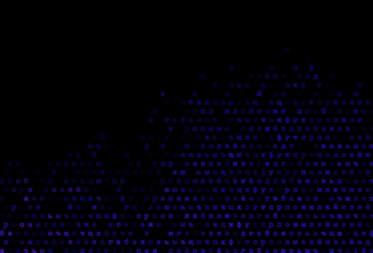 Dark purple vector background with signs of alphabet.