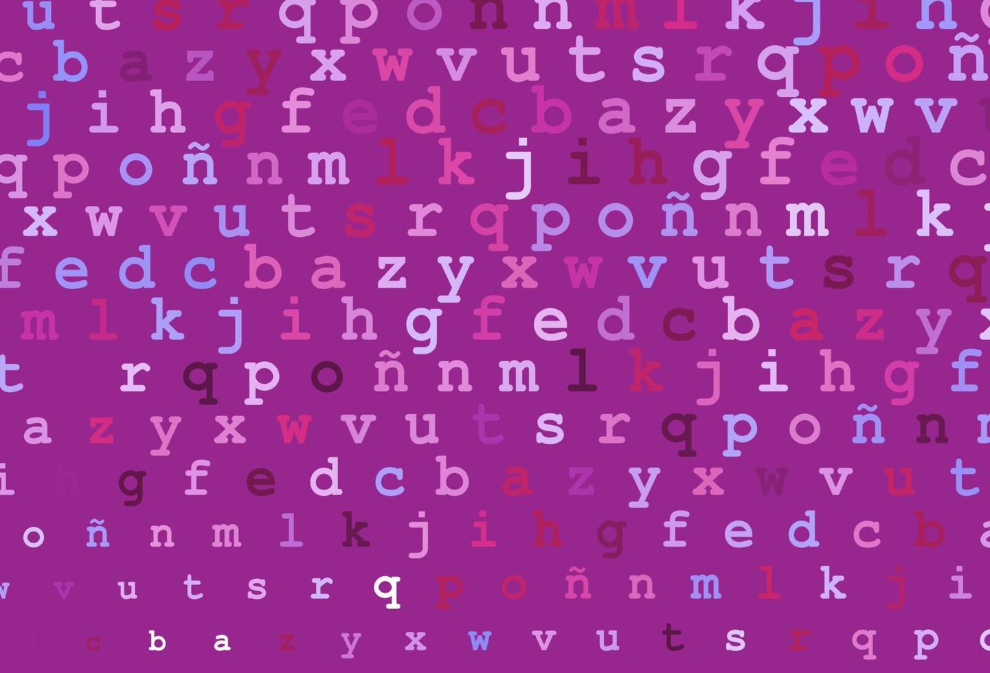 Light pink, blue vector layout with latin alphabet.