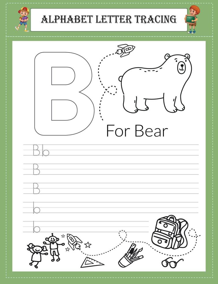 Alphabet tracing worksheet A-Z writing vector