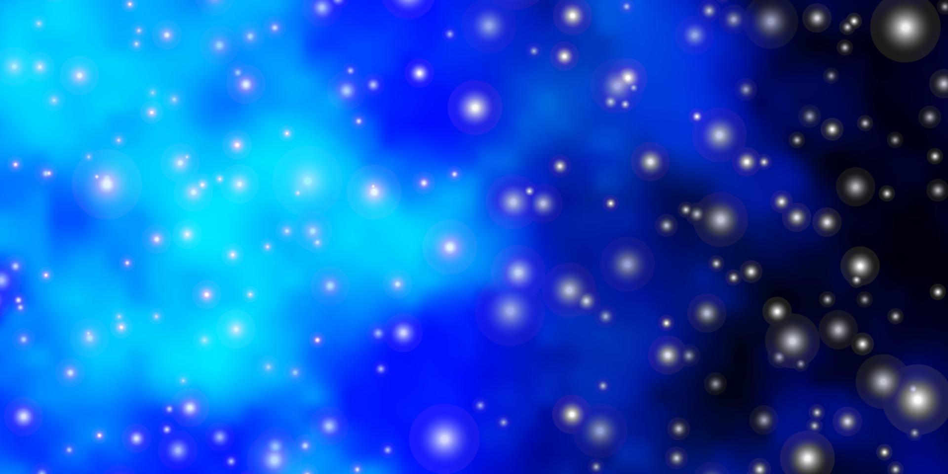 Dark BLUE vector background with small and big stars.