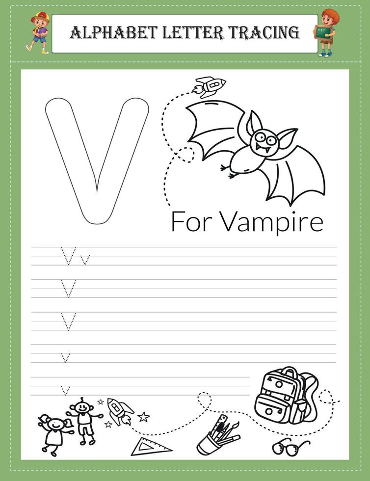 Alphabet tracing worksheet A-Z writing vector