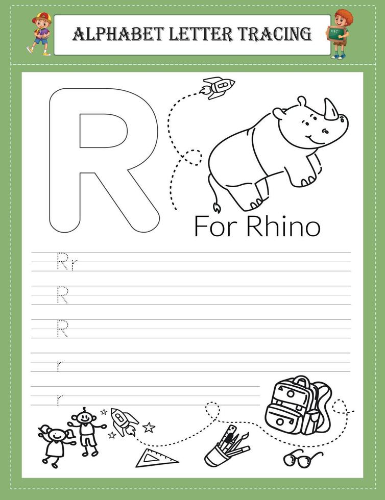 Alphabet tracing worksheet A-Z writing vector