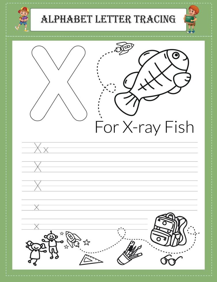 Alphabet tracing worksheet A-Z writing vector