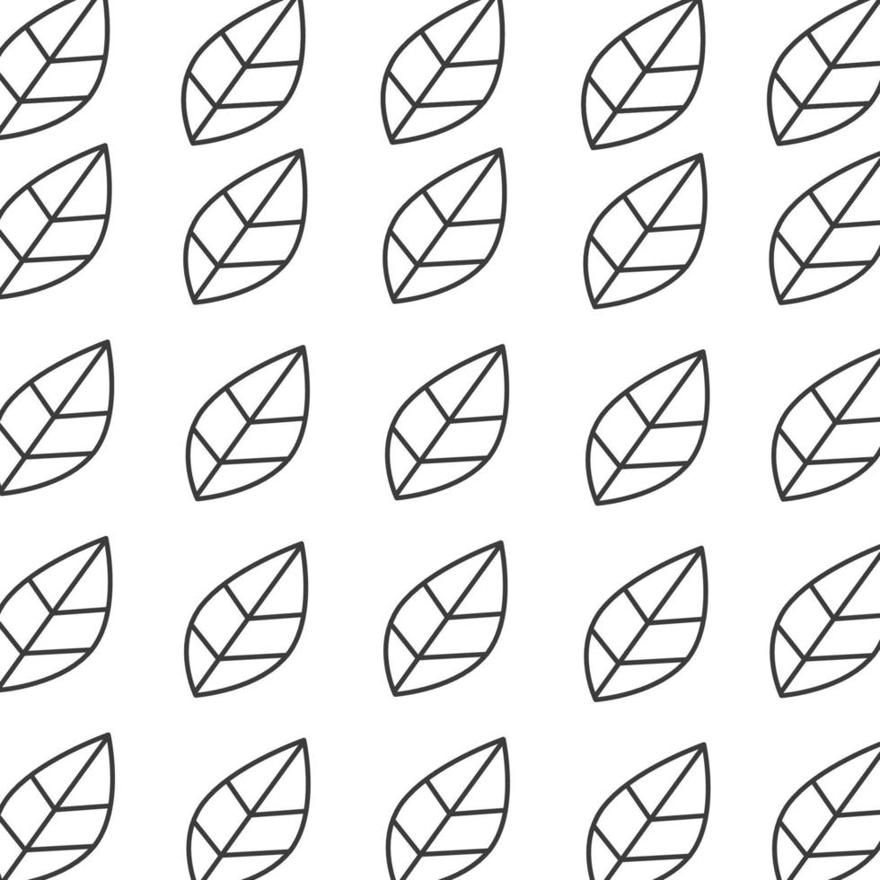 Leaf texture pattern on white background - Editable stroke. vector