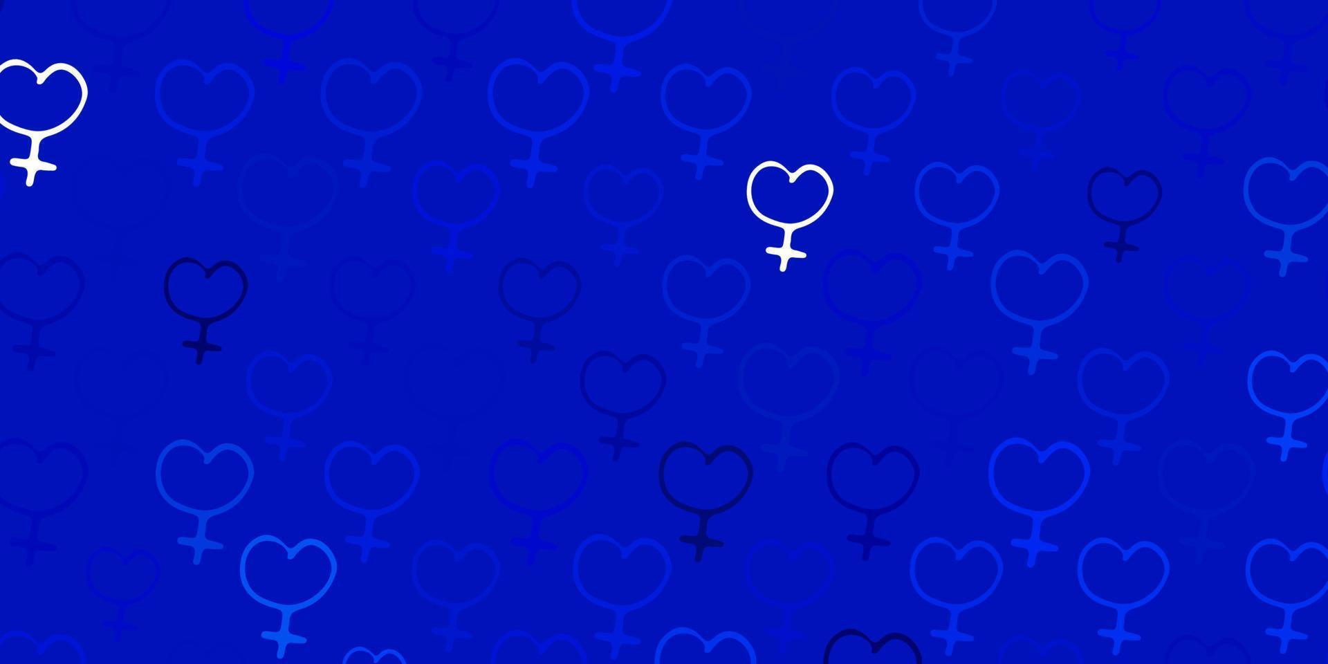 Fondo de vector azul claro con símbolos de mujer.