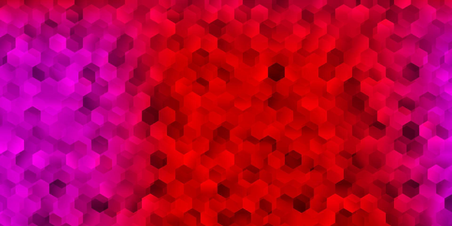 Light pink, red vector background with hexagonal shapes.