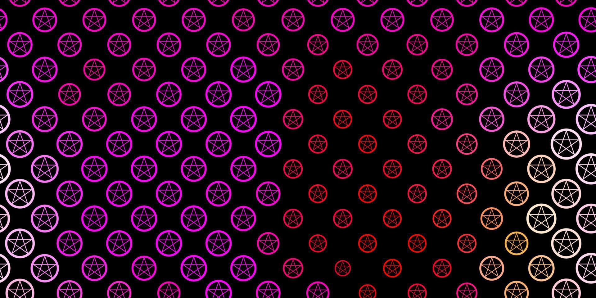 Dark Pink, Yellow vector background with occult symbols.