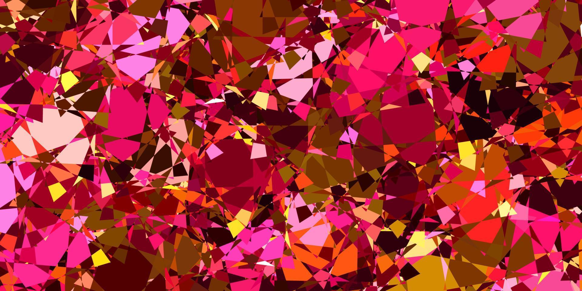 Dark Pink, Yellow vector backdrop with triangles, lines.