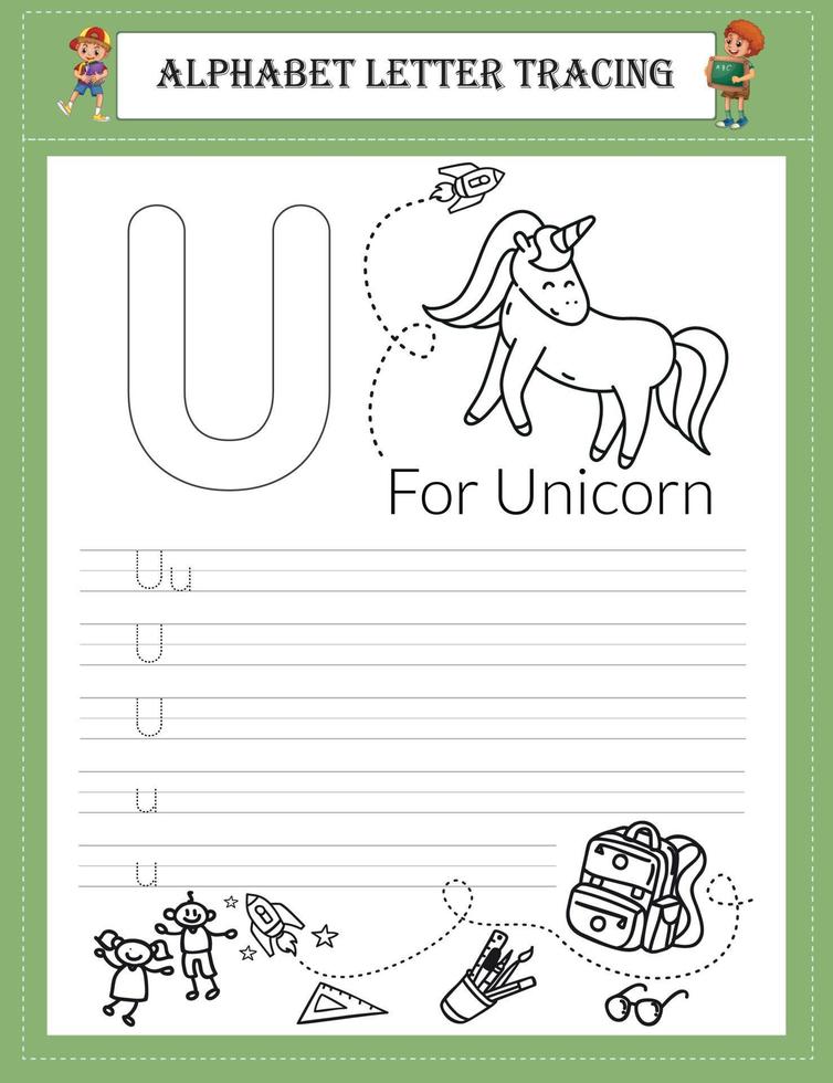 Alphabet tracing worksheet A-Z writing vector