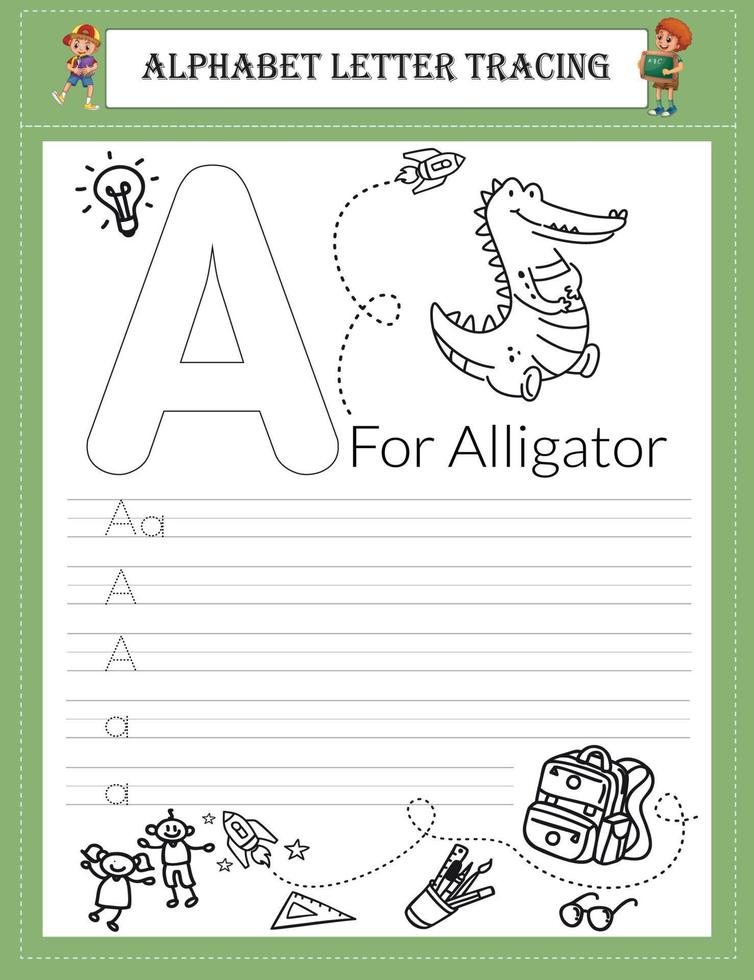 Alphabet tracing worksheet A-Z writing vector