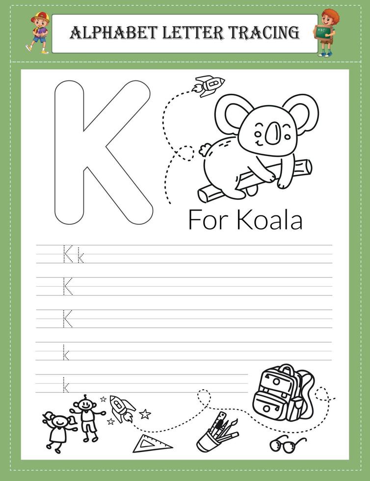 Alphabet tracing worksheet A-Z writing vector