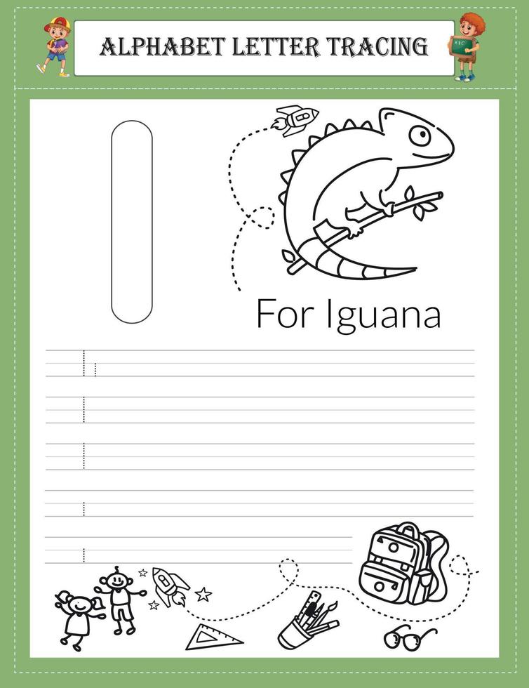 Alphabet tracing worksheet A-Z writing vector
