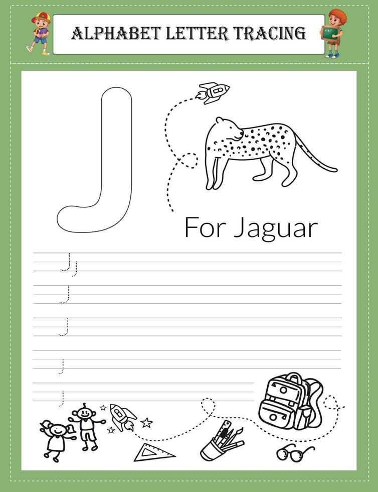 Alphabet tracing worksheet A-Z writing vector