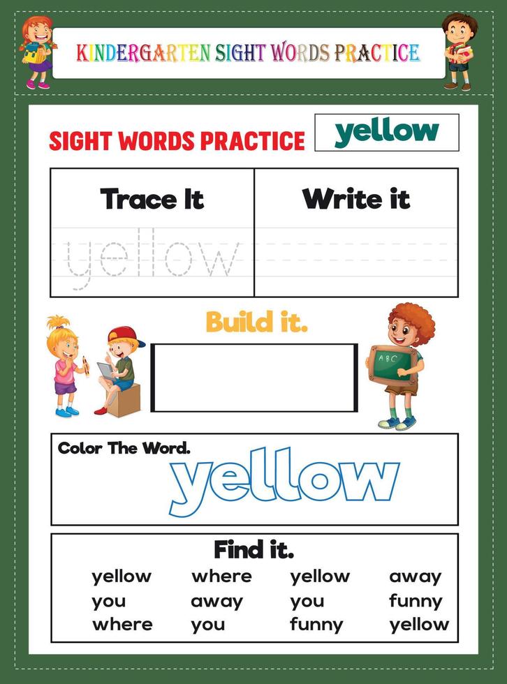 práctica de palabras de vista de jardín de infantes vector