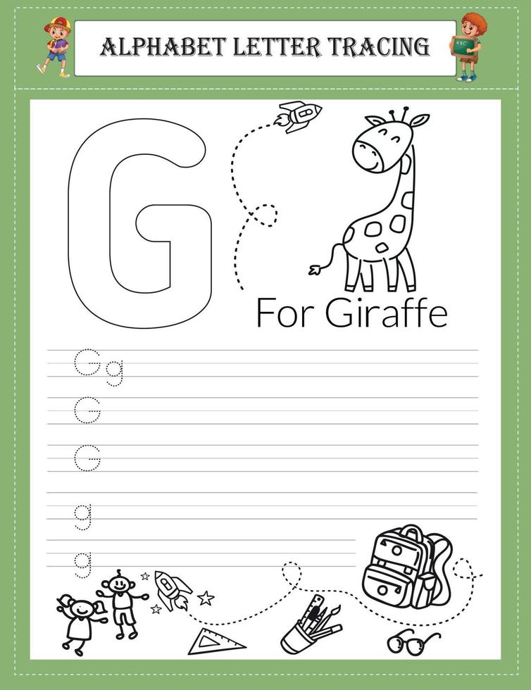 Alphabet tracing worksheet A-Z writing vector
