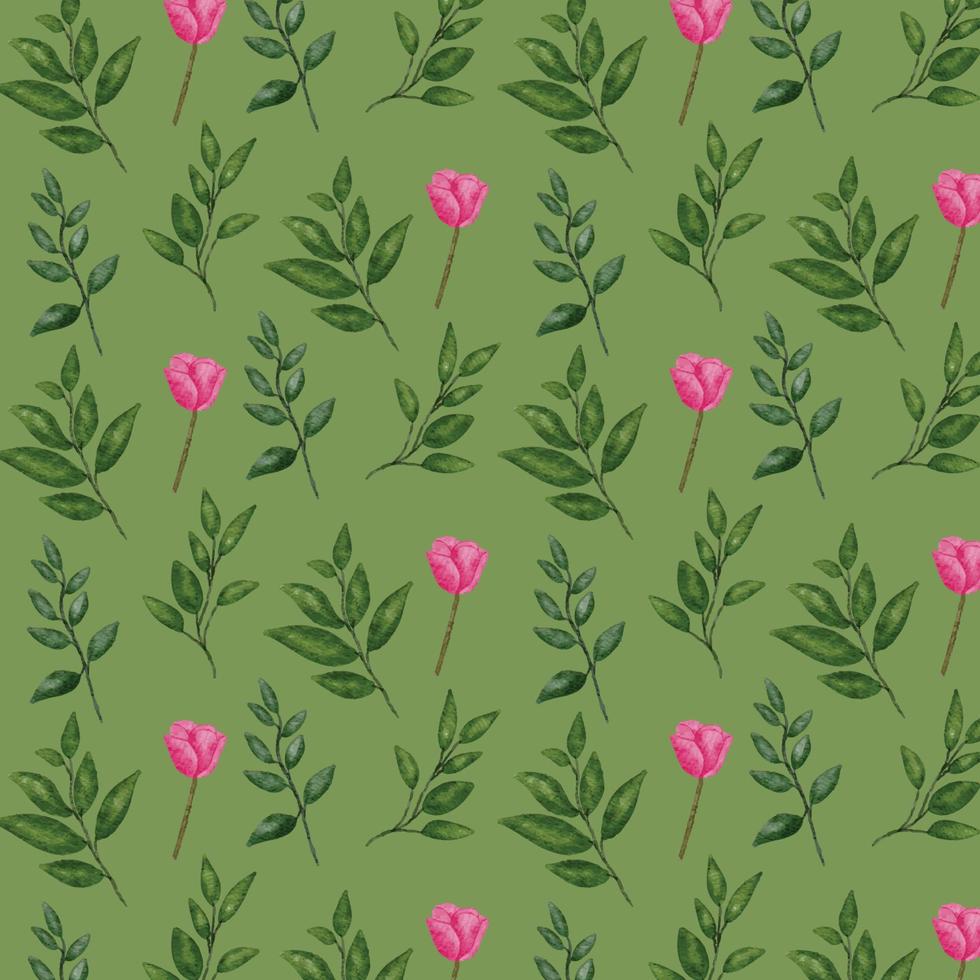 Hand painted watercolor pressed flowers pattern vector