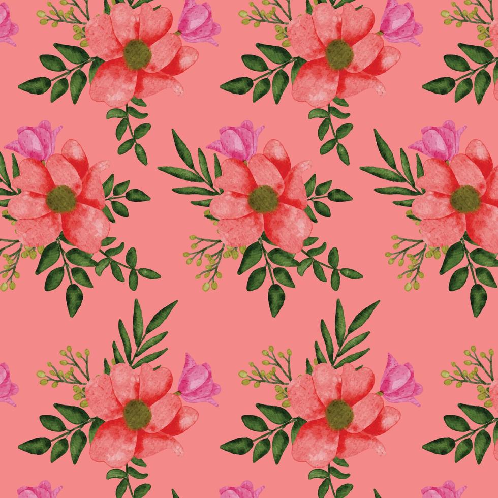 Hand painted watercolor pressed flowers pattern vector