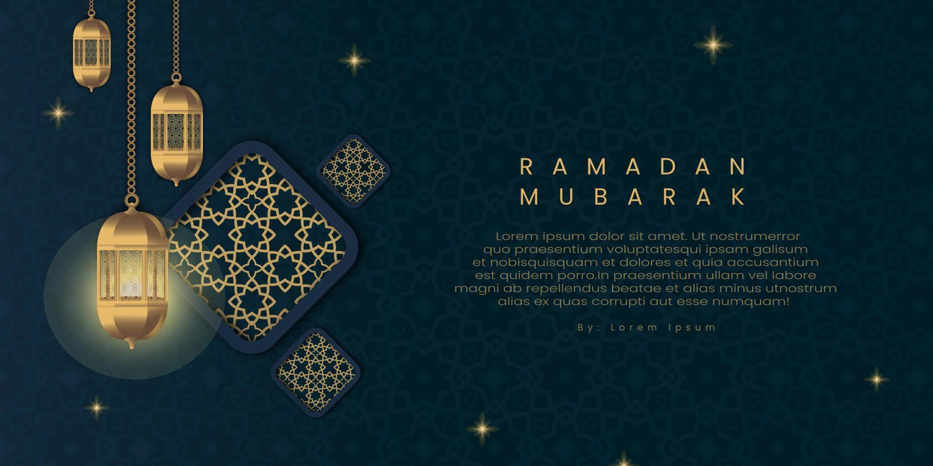 Simple golden ramadan lantern and frame vector