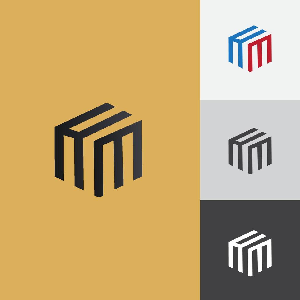 Simple modern hexagon HM logo vector