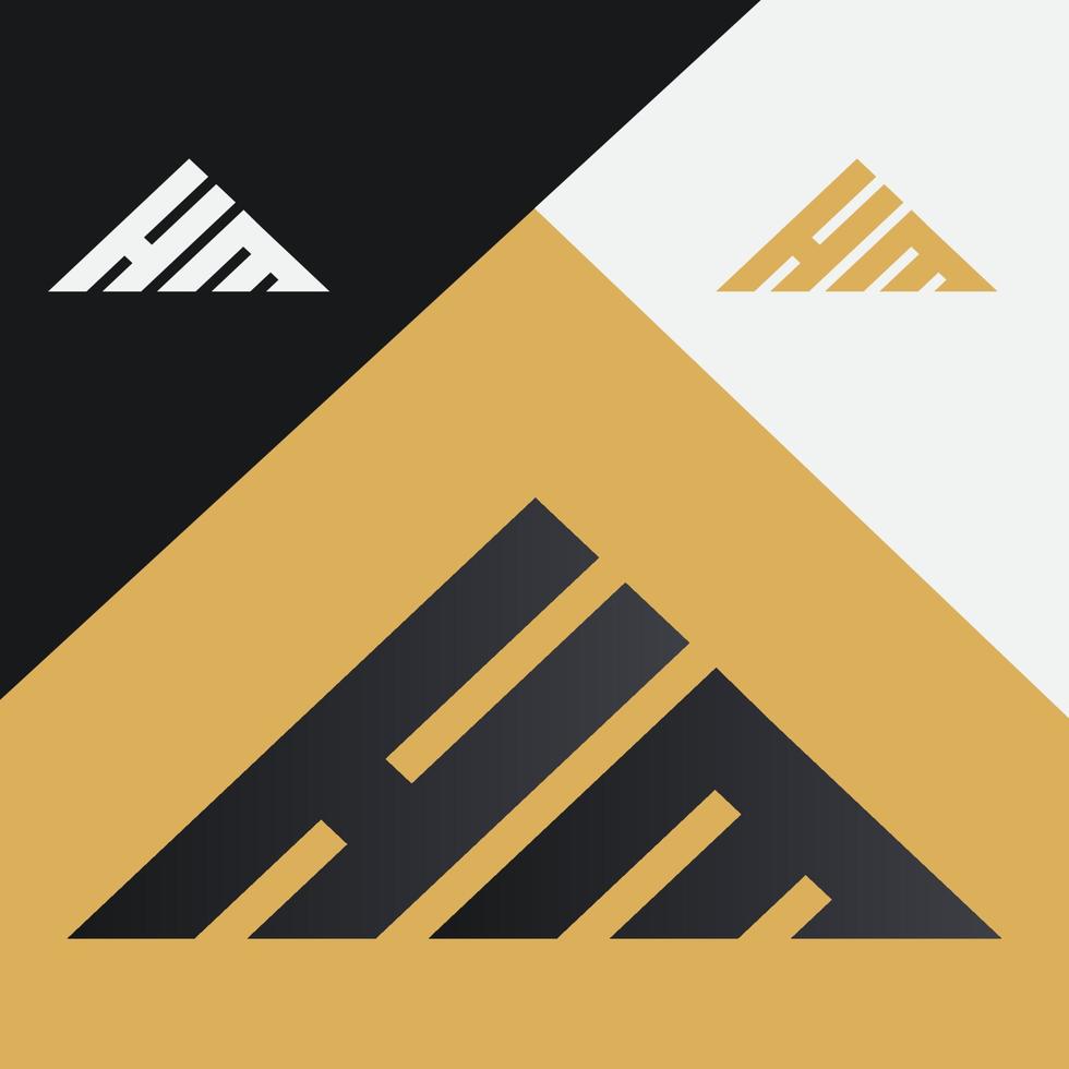 Triangular modern sports HM logo vector