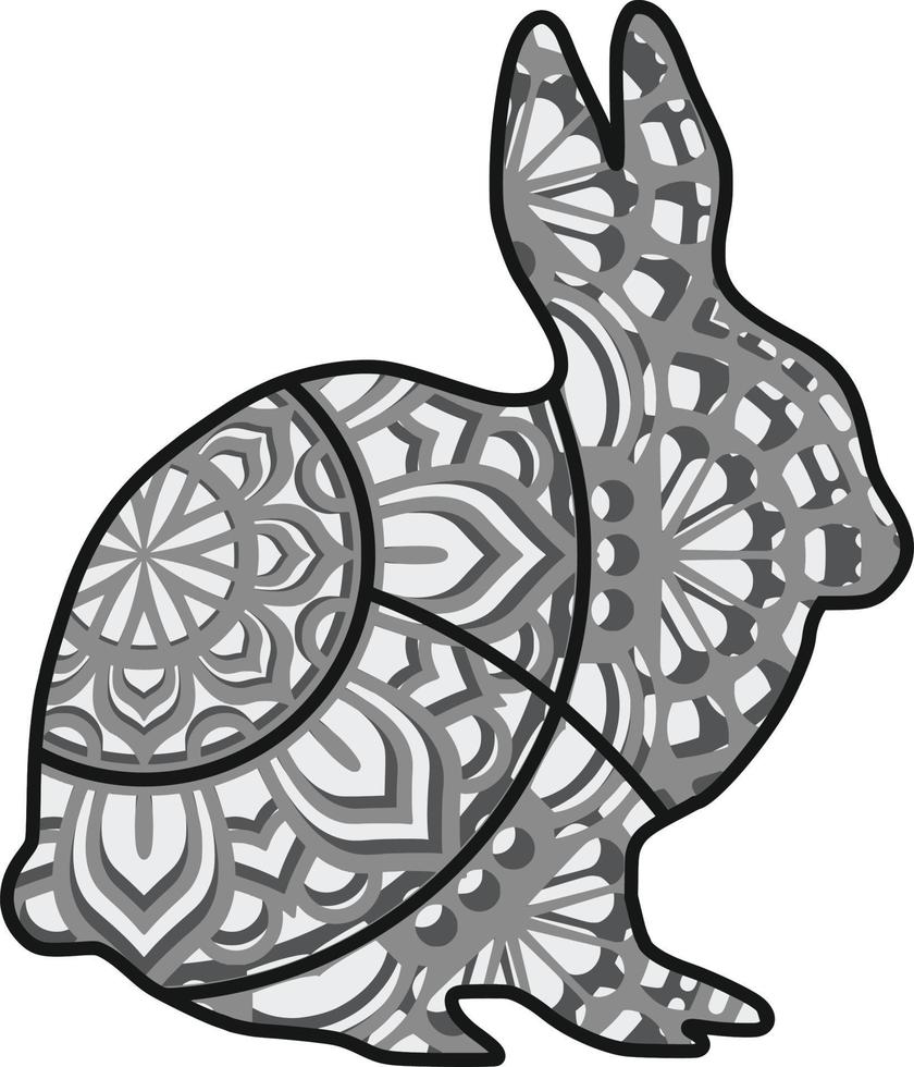 Rabbit , 4 layers , mandala, perfect for a laser cutter vector
