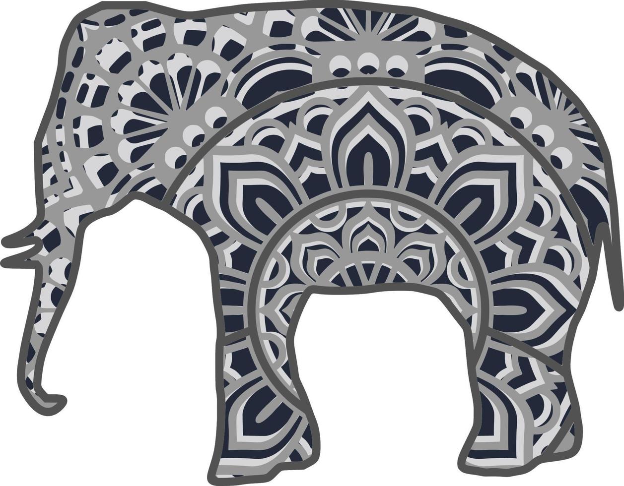 Elephant 2 , 4 layers , mandala , perfect for a laser cutter vector