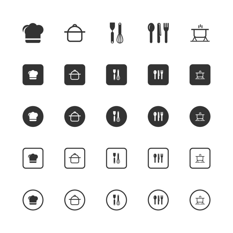 conjunto simple de iconos vectoriales relacionados con la cocina vector