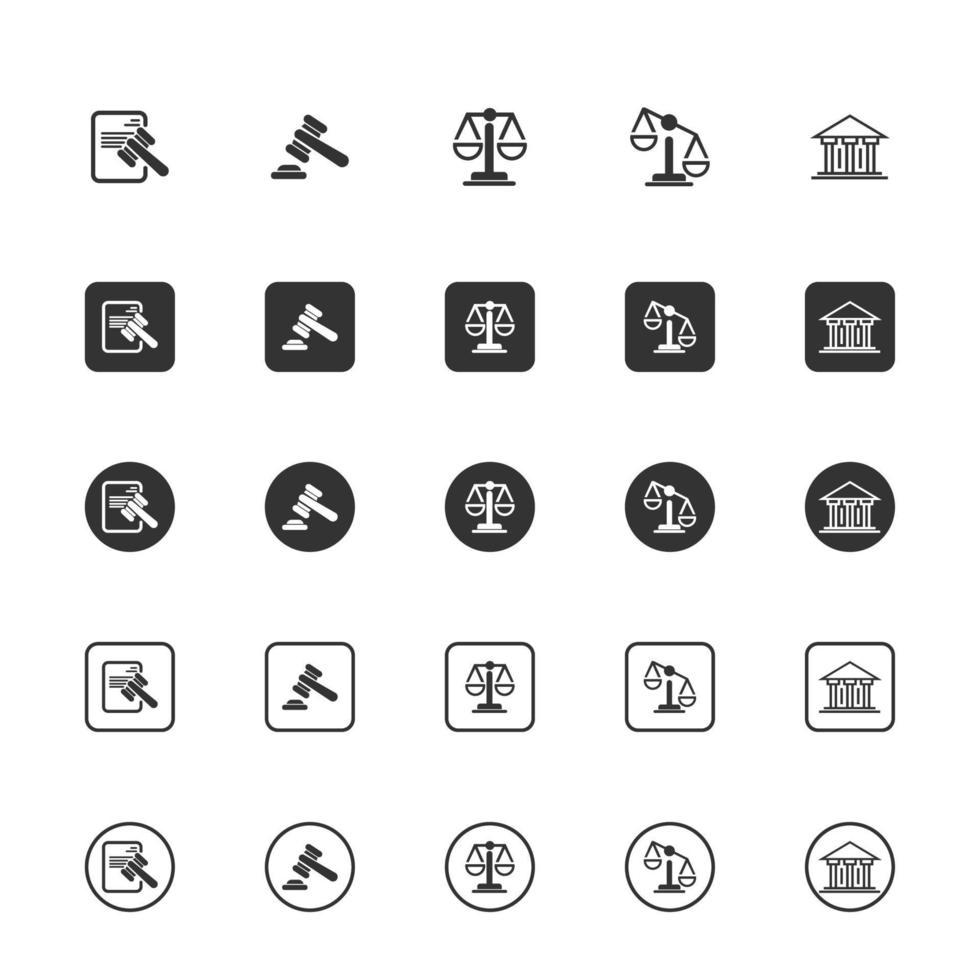 Set of Law and Justice Vector Icons.