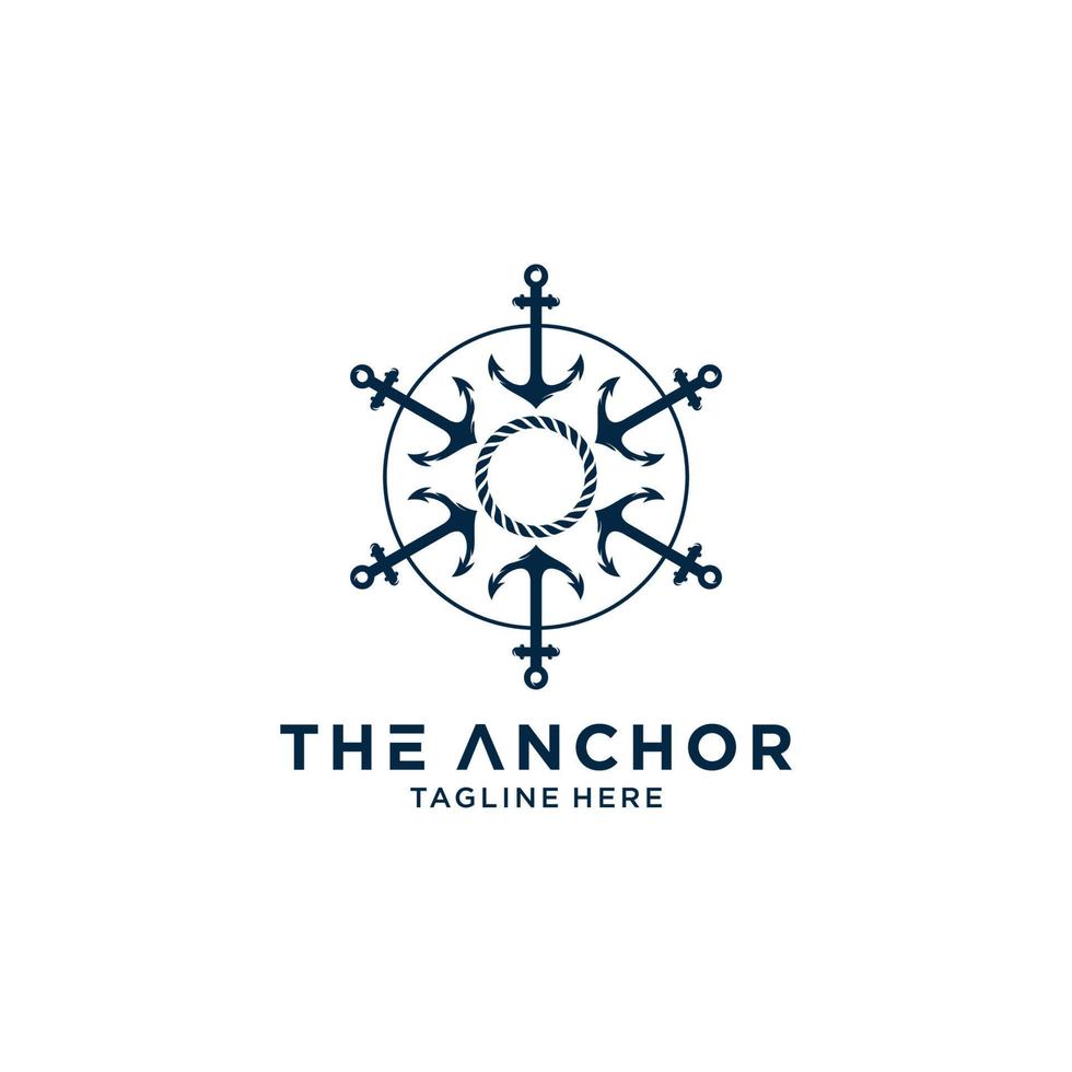 Anchor logo symbol or icon template vector