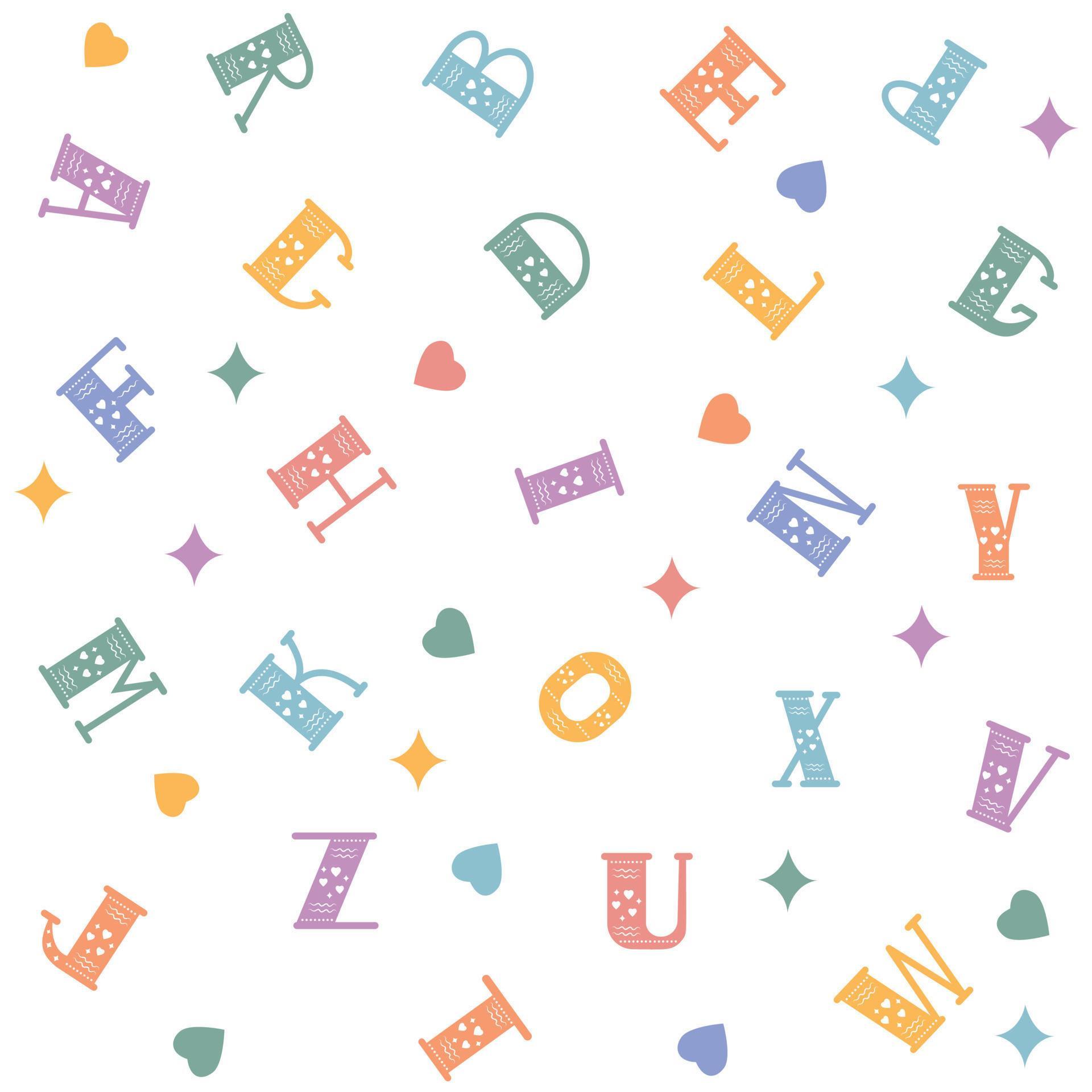 Pattern with letters of the alphabet, color vector illustration on a
